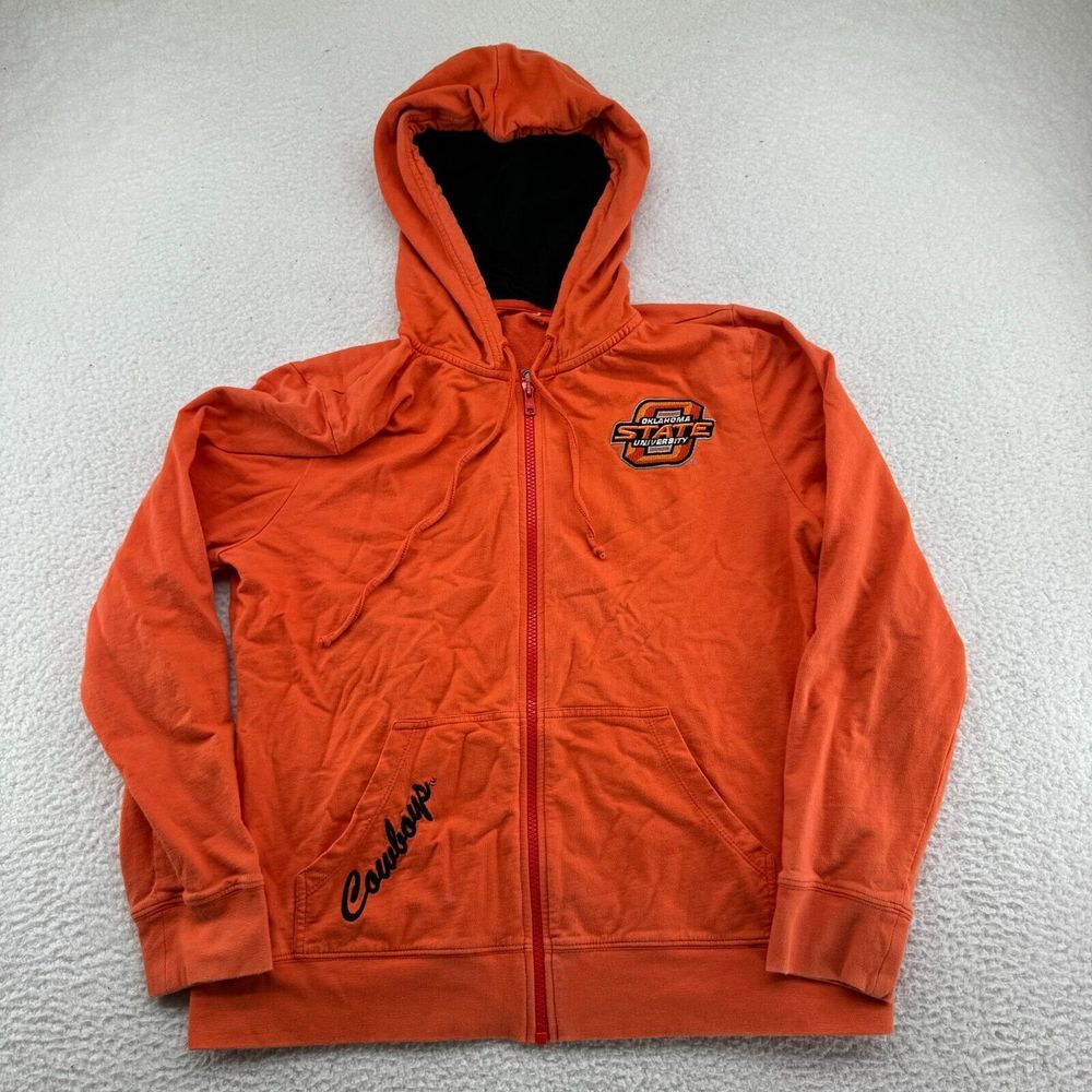 Oklahoma State Cowboys Hoodie Adult Small Orange AOP Back Hit Full Zip Jacket‎